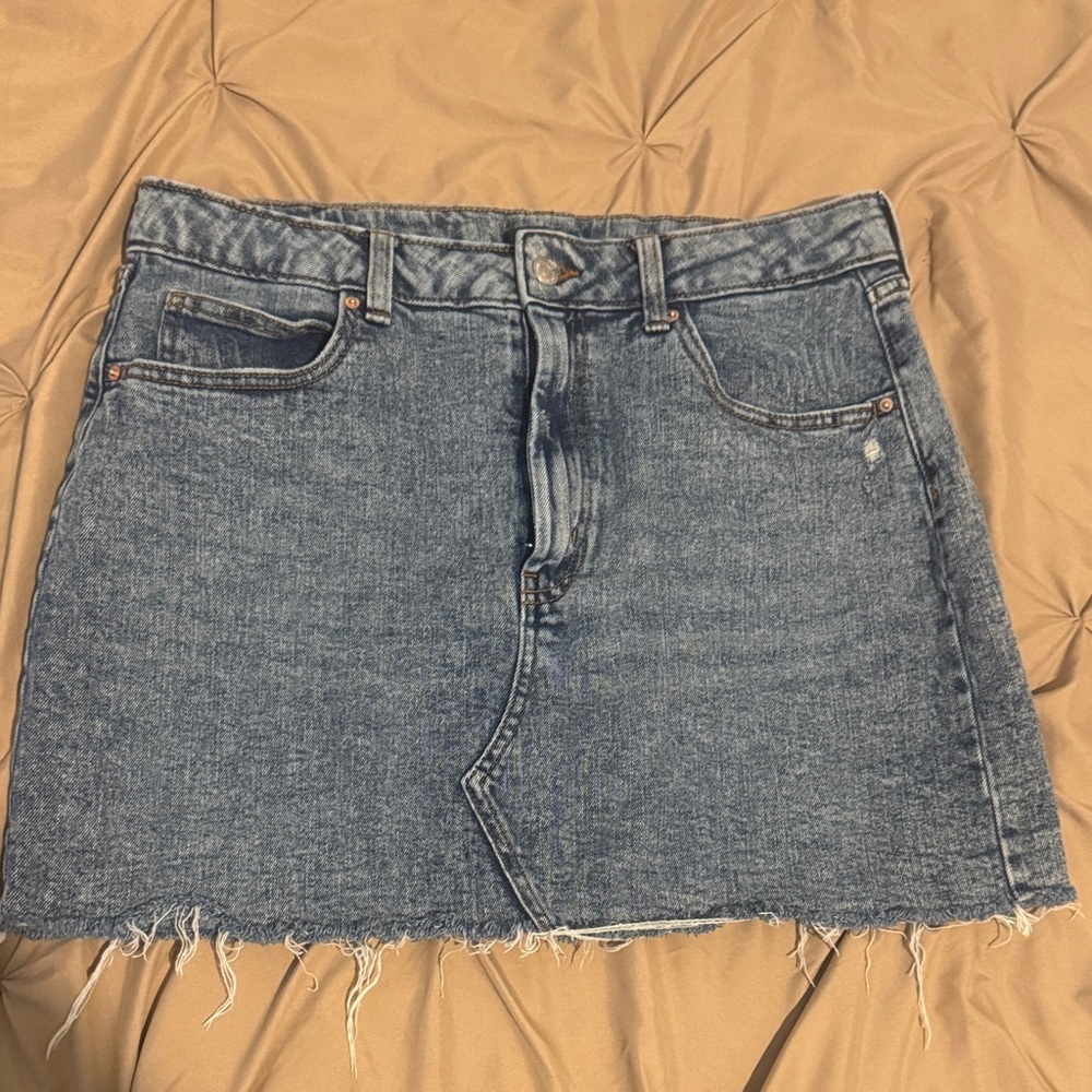wild fable Light Blue Raw-Hem Denim Mini Skirt